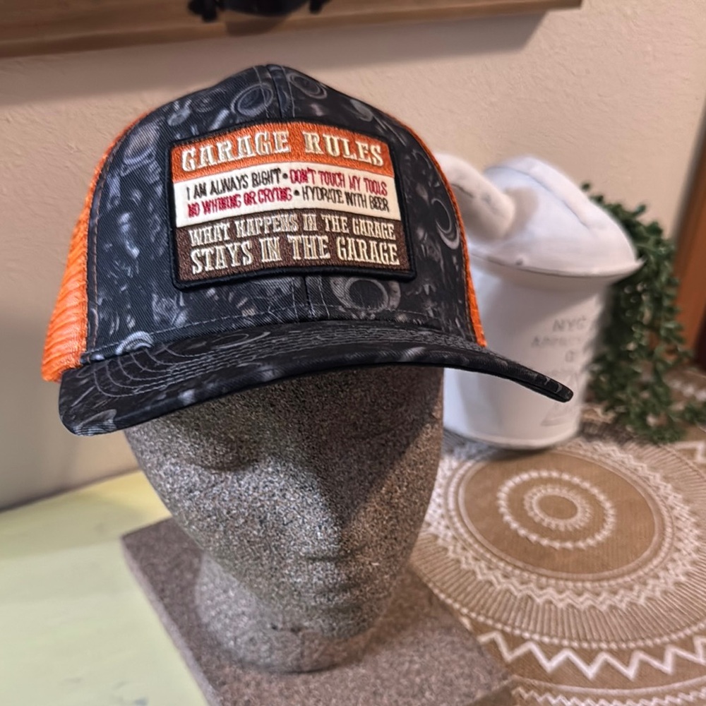 🆕 Gear Head Ball Cap Trucker Style “Garage Rules”
